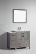 42 in. Single Sink Vanity Cabinet with Ceramic Sink & Mirror Grey X4889