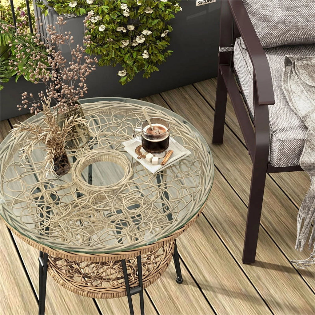 Wicker Rattan Round Outdoor Coffee Table T97651