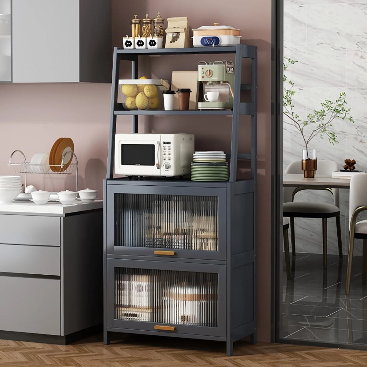 5 Tiers Kitchen Bakers Rack with Cabinet F449782