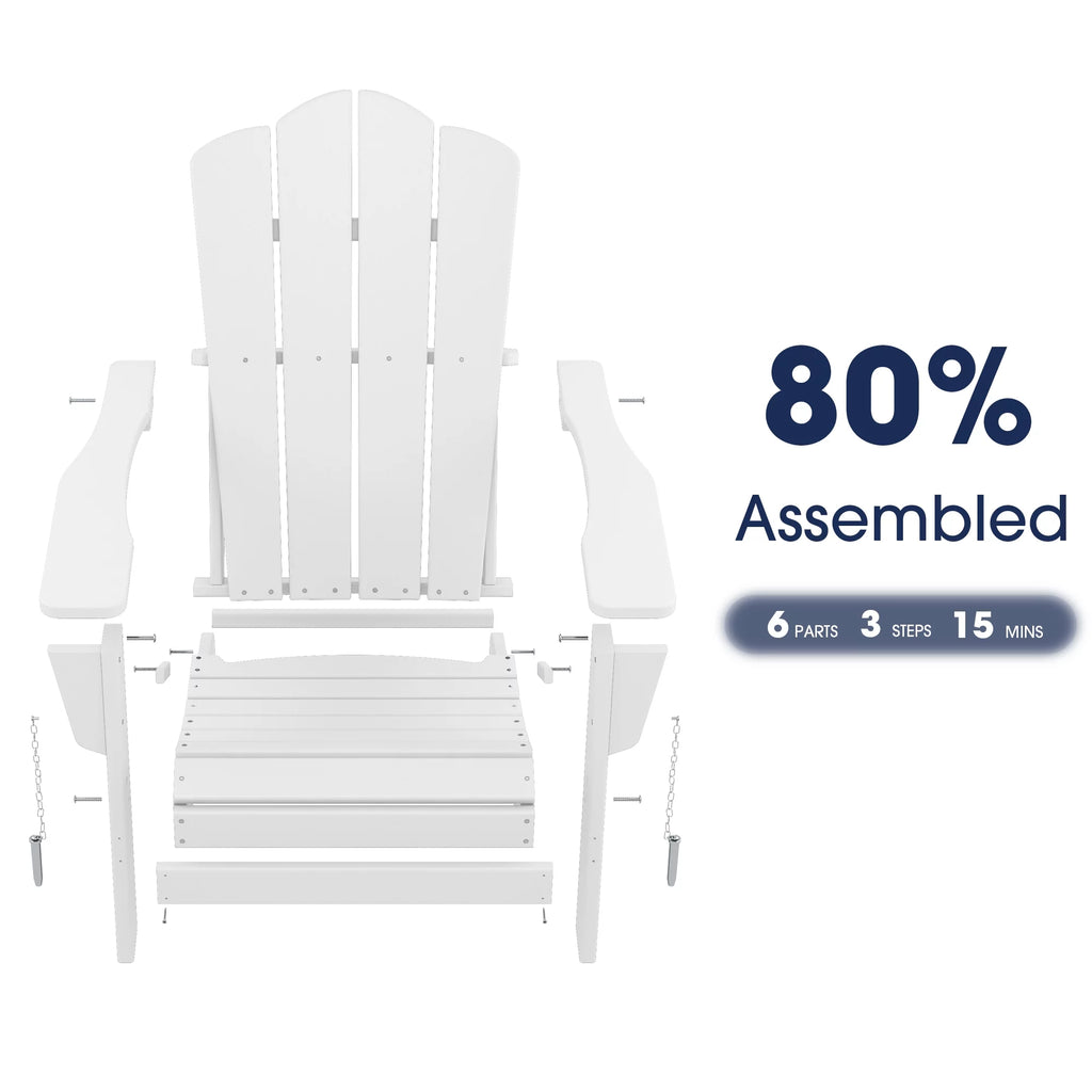 White HDPE Resin Adirondack Chair D193