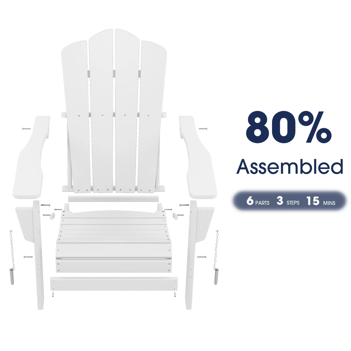 White HDPE Resin Adirondack Chair D193