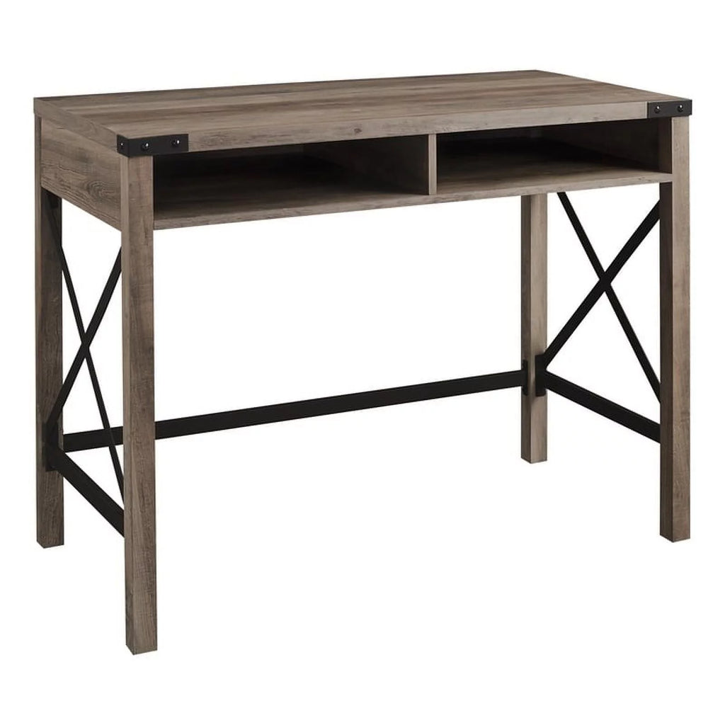 42" Metal and Wood Desk in Gray Wash Q692