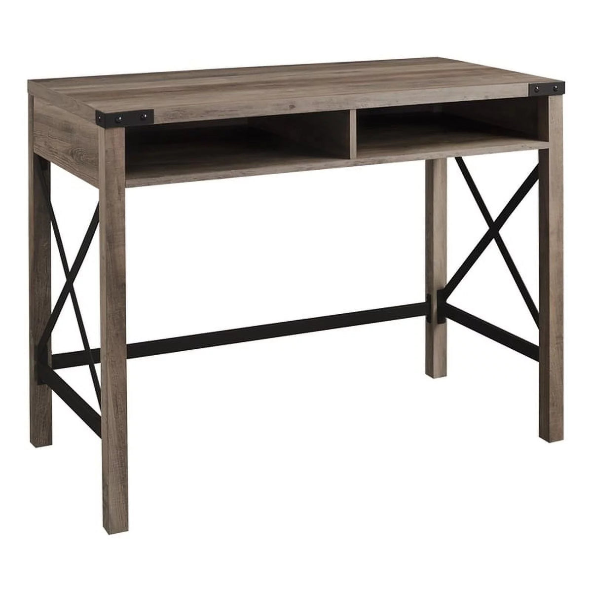 42" Metal and Wood Desk in Gray Wash Q692