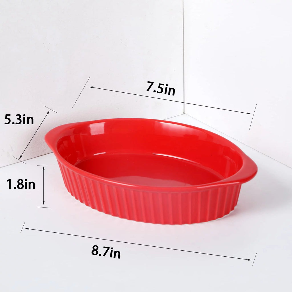 Porcelain Small Oval Au Gratin Pans Set of 4 R48358