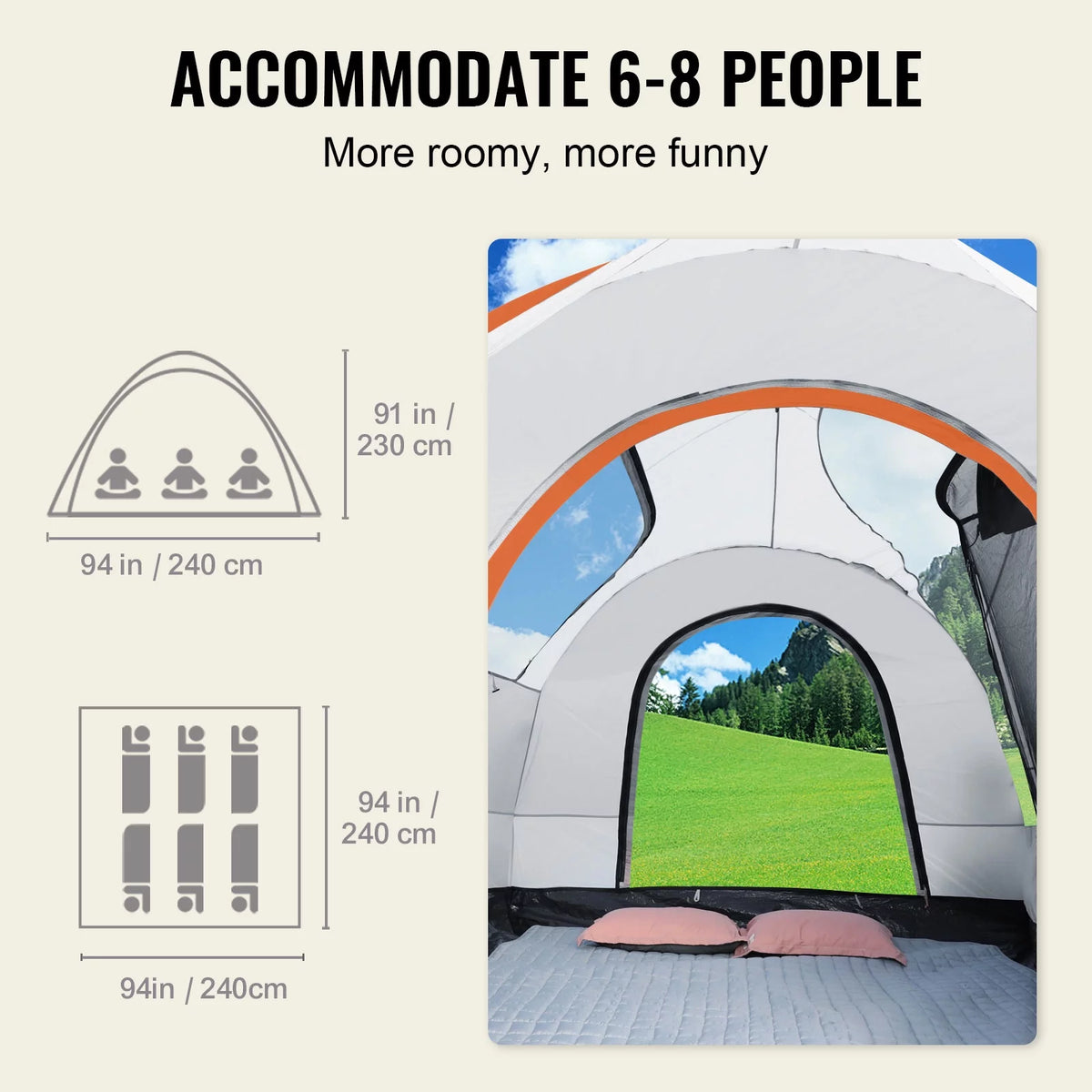 Waterproof SUV Camping Tent with Rainfly Carry Bag C72469