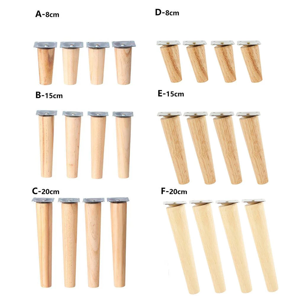 4Pcs Wooden Furniture Legs 15CM Straight Foot K805403