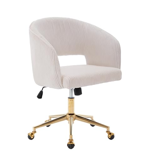 Velvet Upholstered Swivel Desk Chair with Gold Base E8008