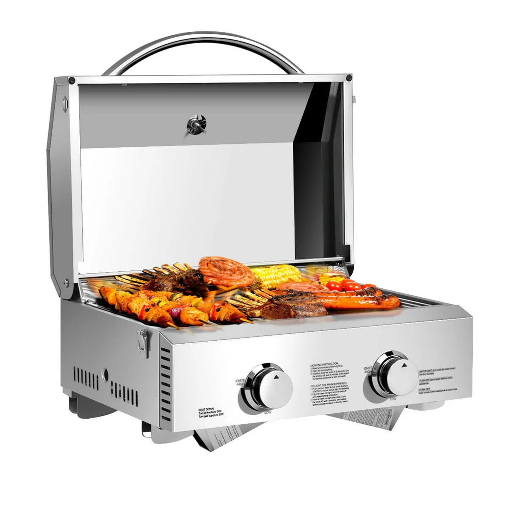 2 Burner Portable Propane Gas Grill Stainless Steel D500
