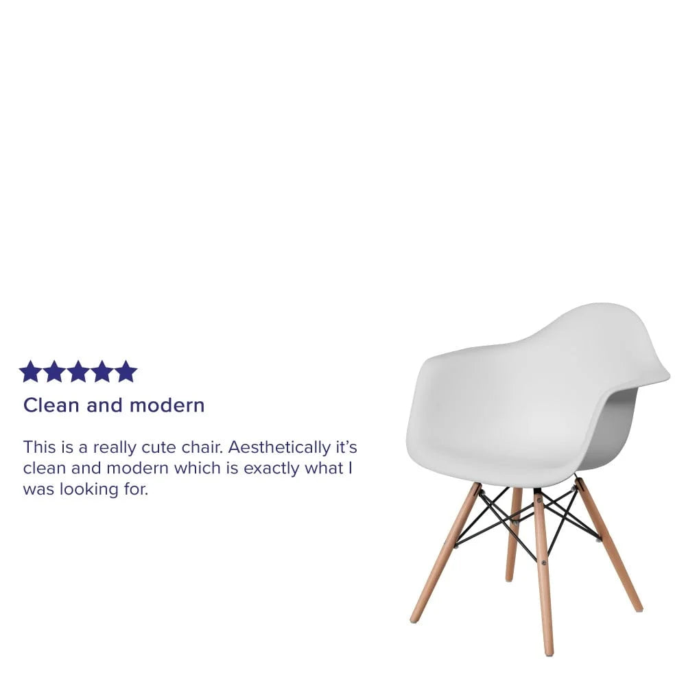 2 Pack Plastic Chair with Wooden Legs White C668961