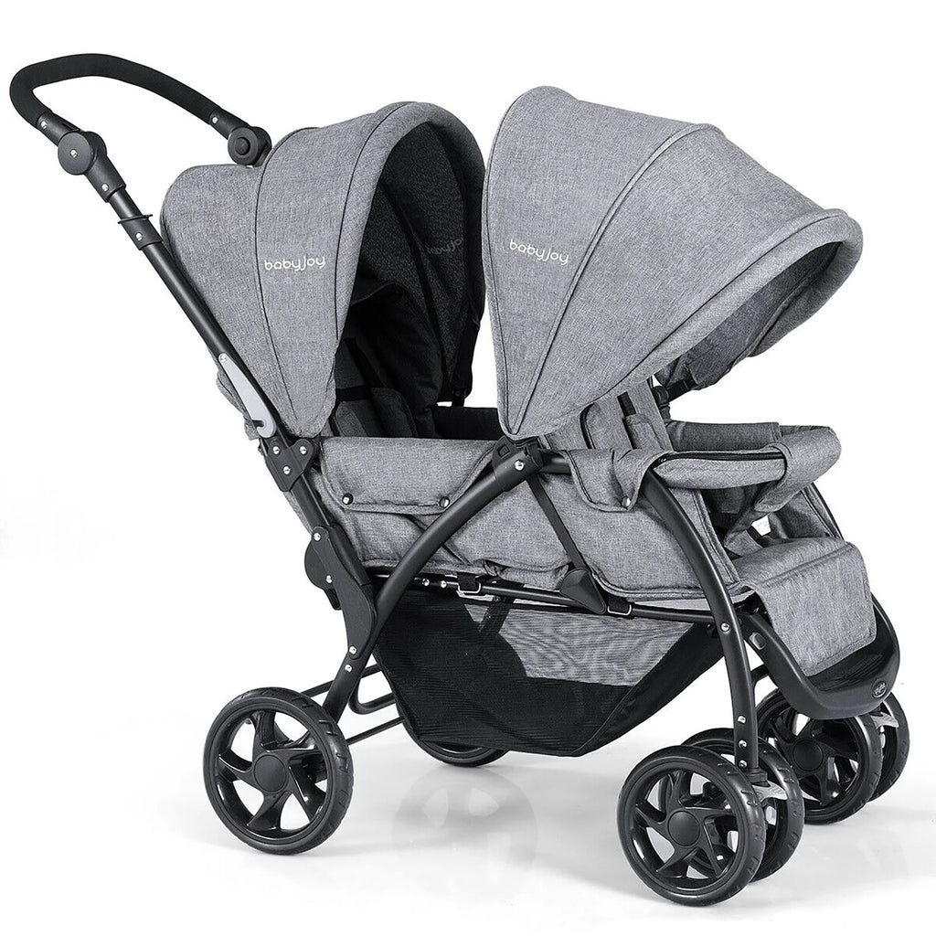 Double Stroller Foldable Lightweight Black G496776