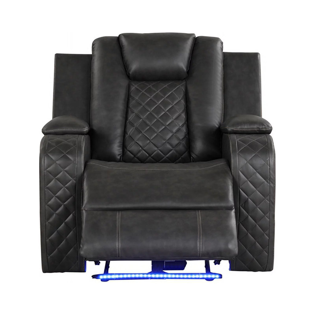 Gray Faux Leather Power Recliner N255077