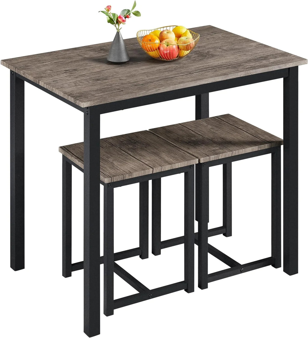 3 Piece Drift Brown Dining Table Set with 2 Stools I2229