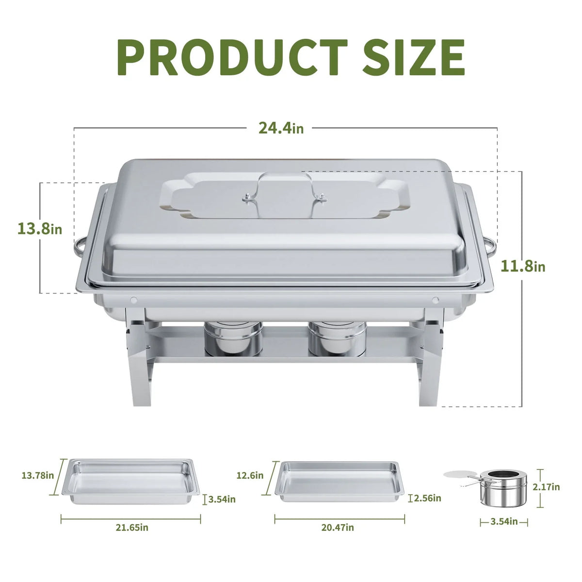 4 Pack 8QT Stainless Steel Chafing Dish Buffet Set Y12481