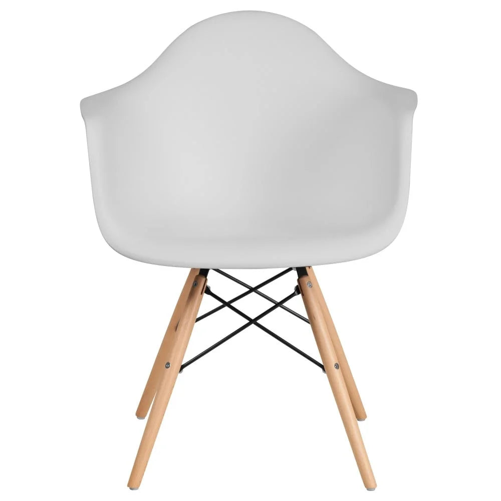 2 Pack Plastic Chair with Wooden Legs White C668961