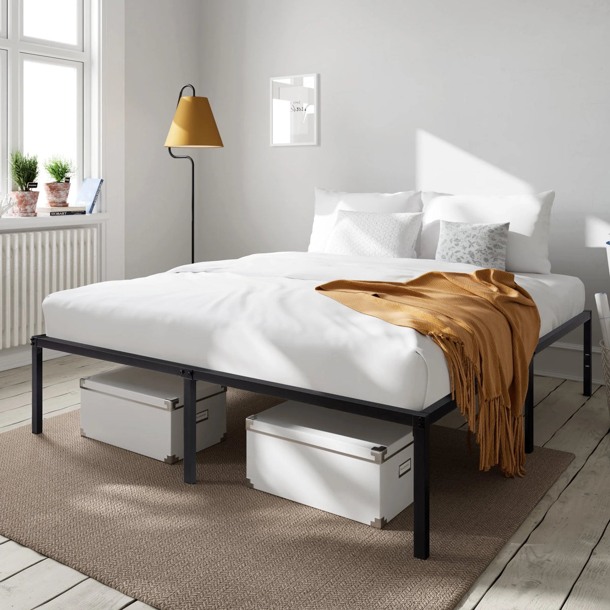 Heavy Duty Full Size Metal Platform Bed Frame with Under Bed Storage F9213