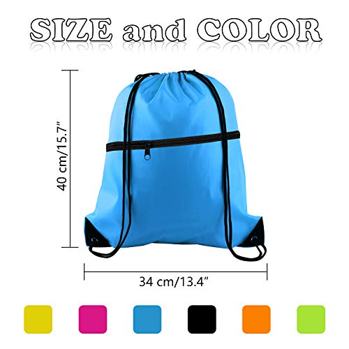 12Pcs Drawstring Backpack Bags with Zipper Pocket and Headphone Hole X242678