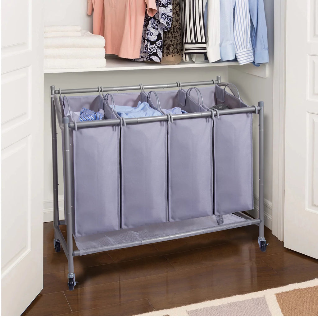 Rolling 4-Bag Laundry Sorter Cart with Wheels R26989