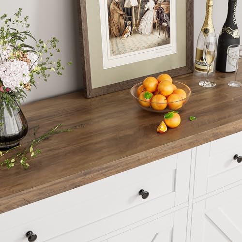 55" White Buffet Sideboard Cabinet with Drawers and Shelves M976949