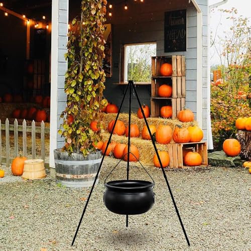 Large Witch Cauldron with Tripod Stand and Eyeballs Lights S976580