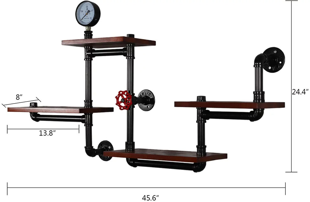 Industrial Pipe Wall-Mounted Wood Shelving Z810036
