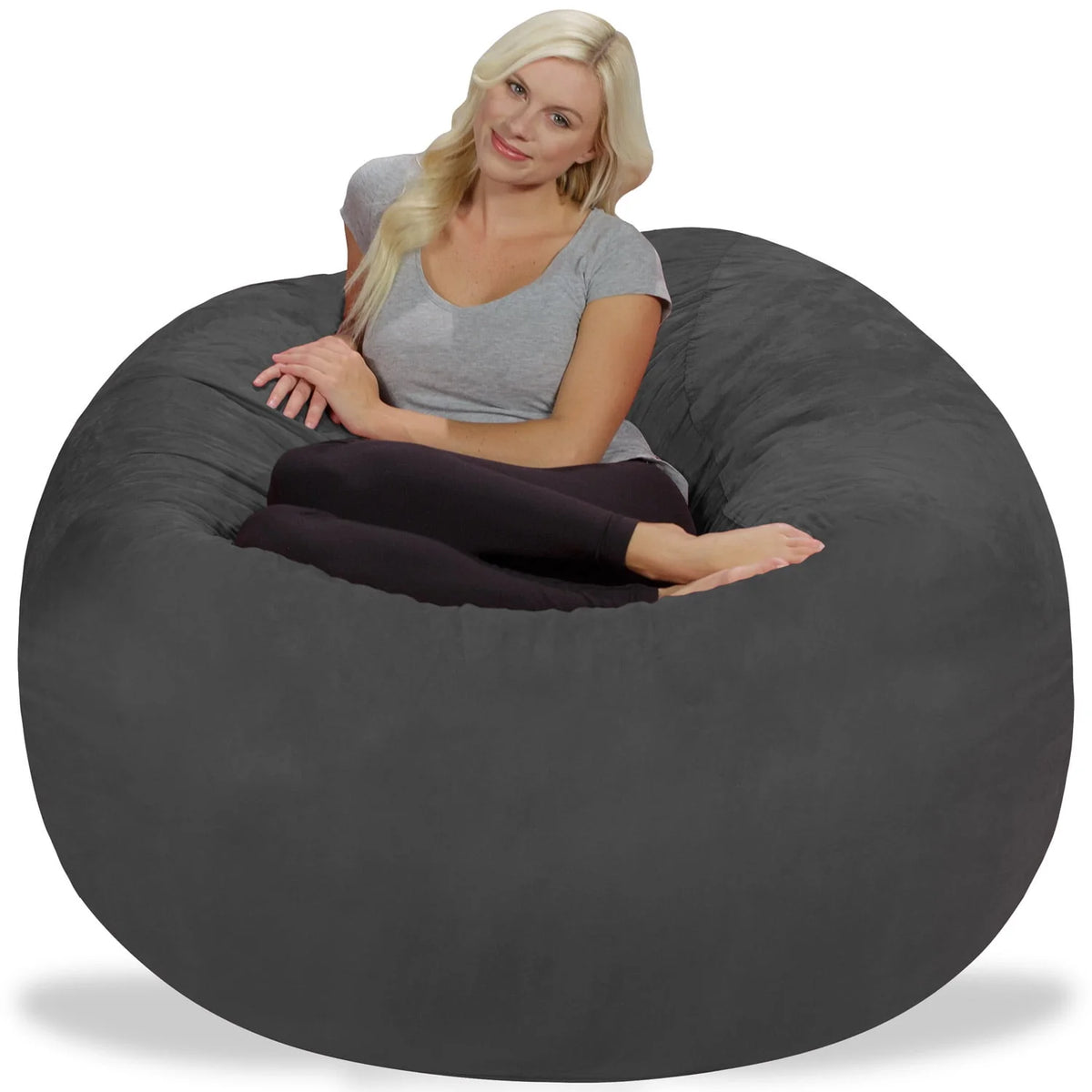 Charcoal 5 ft Memory Foam Bean Bag Chair U738174