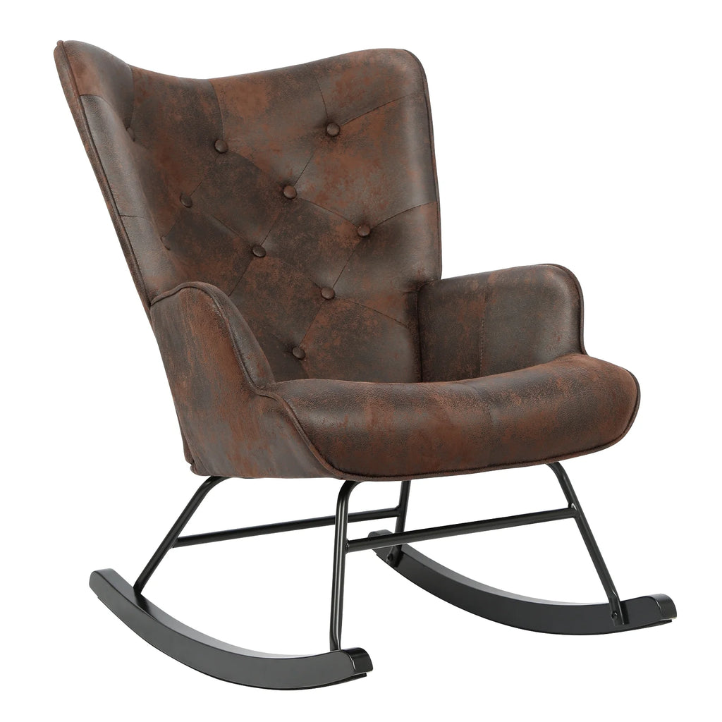 Black Polyester Fabric Rocker Glider Chair with Wooden Base R462