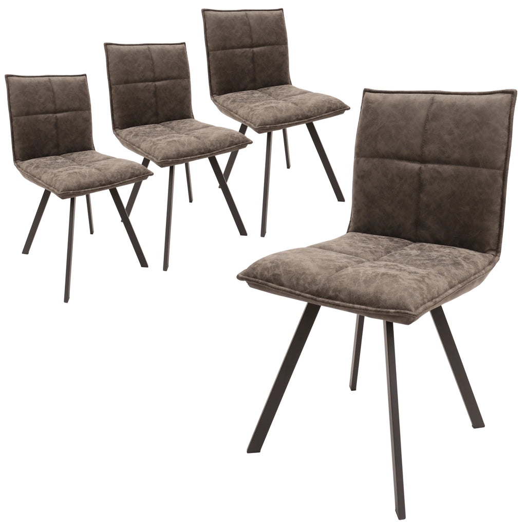 Grey Leather Dining Chair Set of 3 Y309