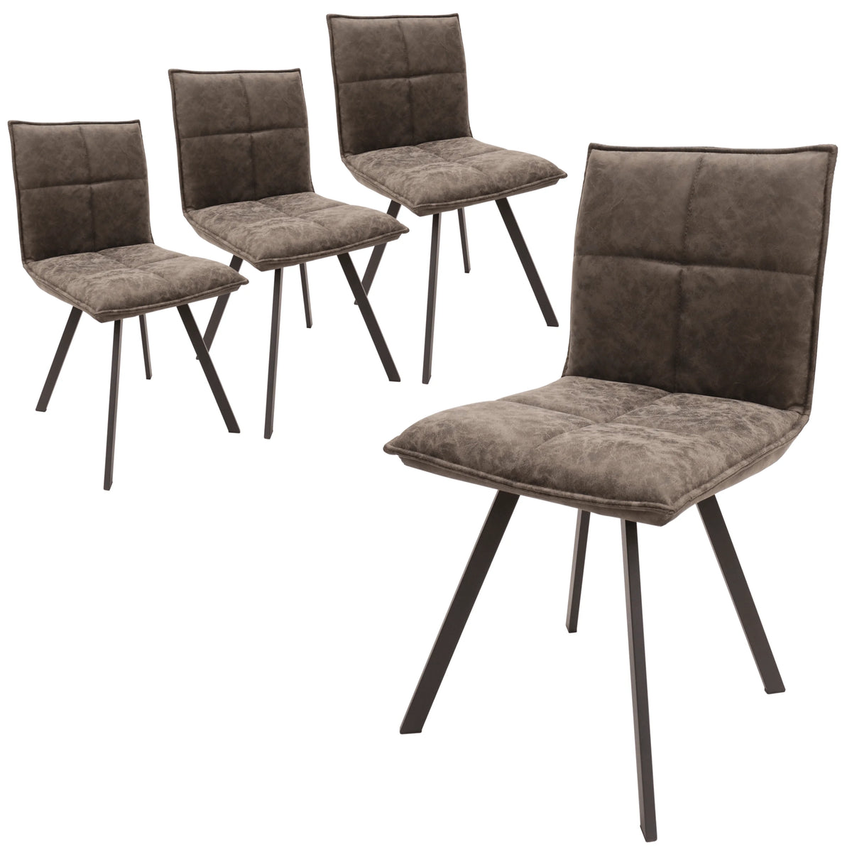 Grey Leather Dining Chair Set of 3 Y309