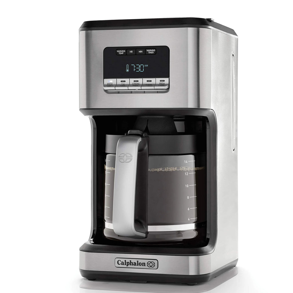 Programmable Coffee Maker with Glass Carafe, 14 Cups, Stainless Steel T970