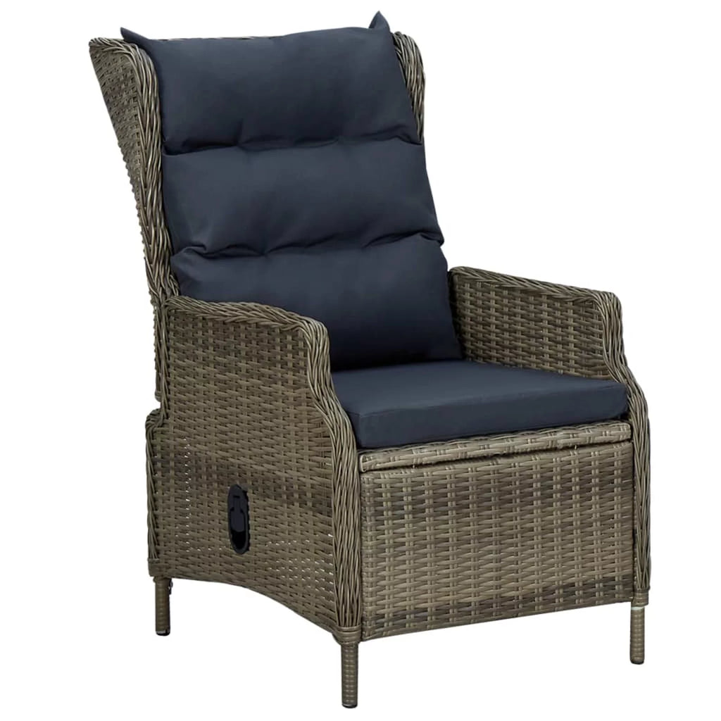 7 Piece Patio Dining Set Glass Tabletop Table and 6 Chairs with Cushion Brown Poly Rattan M456