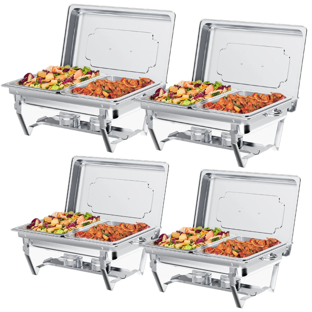 4 Pack 8QT Stainless Steel Chafing Dish Buffet Set Y12481