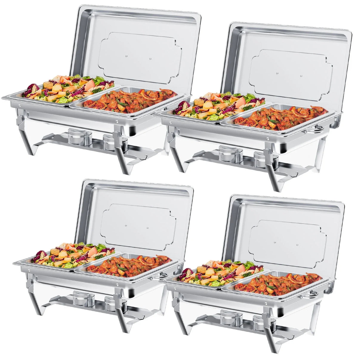 4 Pack 8QT Stainless Steel Chafing Dish Buffet Set Y12481