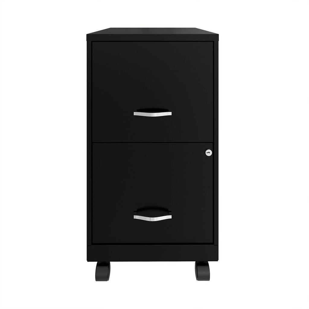 18" 2 Drawer Mobile Metal File Cabinet - Black C65995