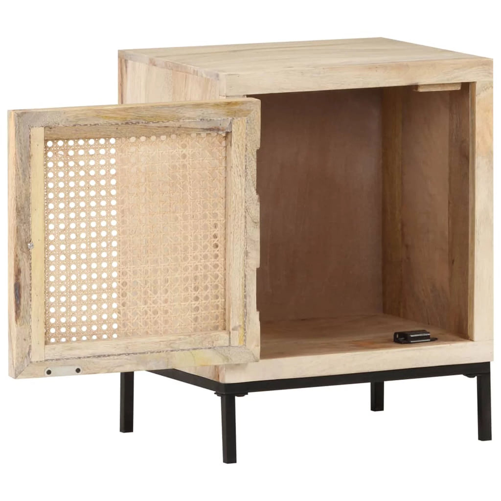Solid Mango Wood and Natural Cane Bedside Cabinet R1299