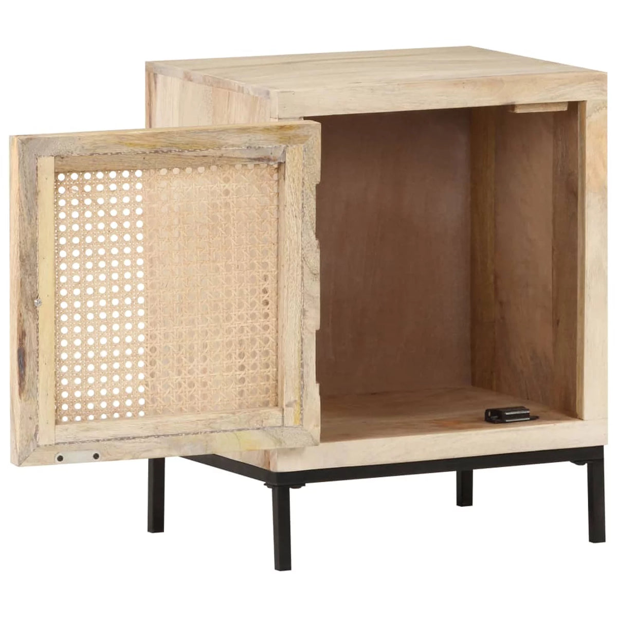 Solid Mango Wood and Natural Cane Bedside Cabinet R1299