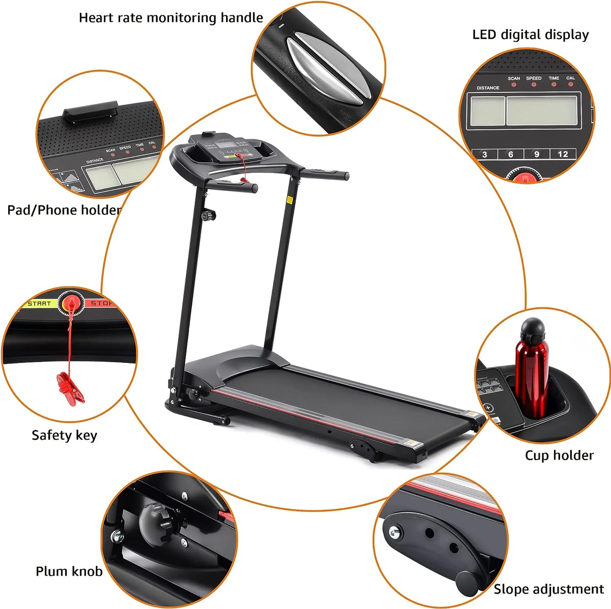 2.5HP Folding Treadmill with Incline I982