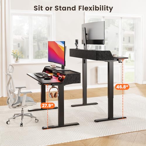 White Electric Height Adjustable Standing Desk with Storage Shelves O40135