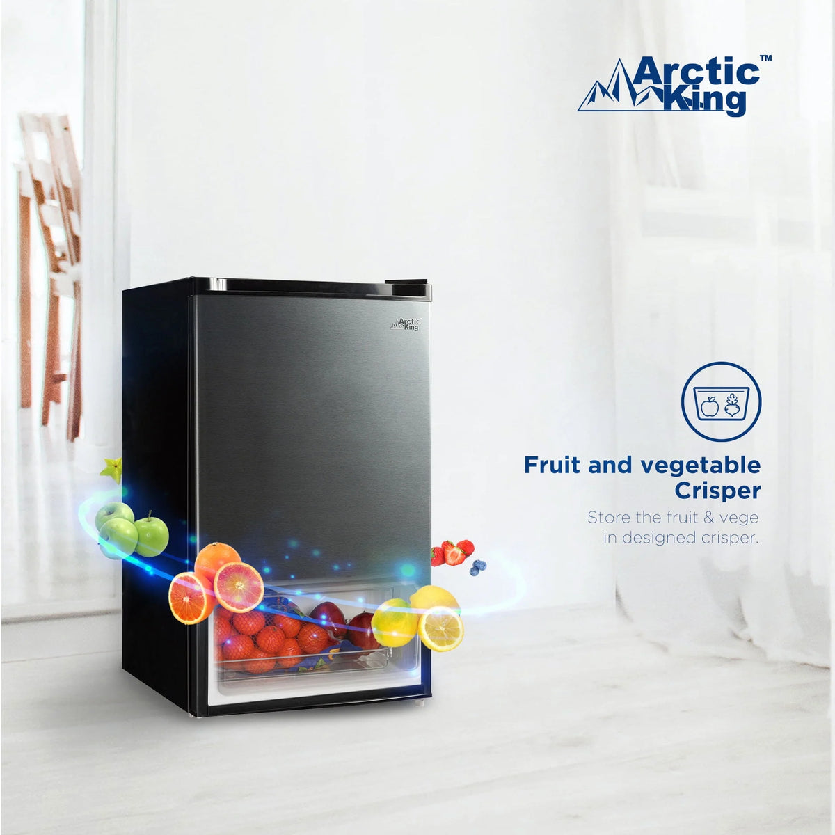 4.4 Cu ft Black Stainless Steel Look Mini Fridge E246