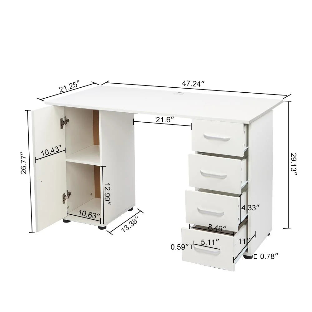 Wood Computer Desk with 4 Drawers & Cabinet Y208313