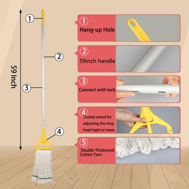 Heavy Duty Commercial Industrial String Mop with Extra Mop Head R6167