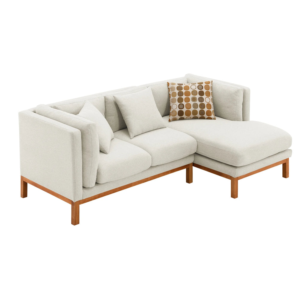 Cream Linen L Shaped Sectional Sofa with Chaise E693847