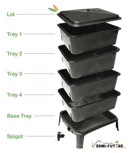 Worm Composting Bin, 4 Trays, Black K160215