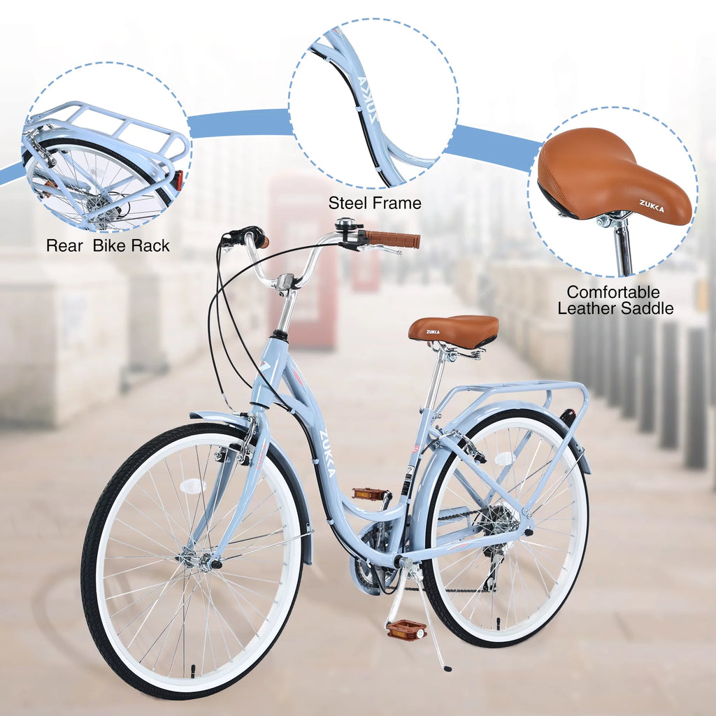 Blue 26 7 Speed Steel Frame City Bike B25849