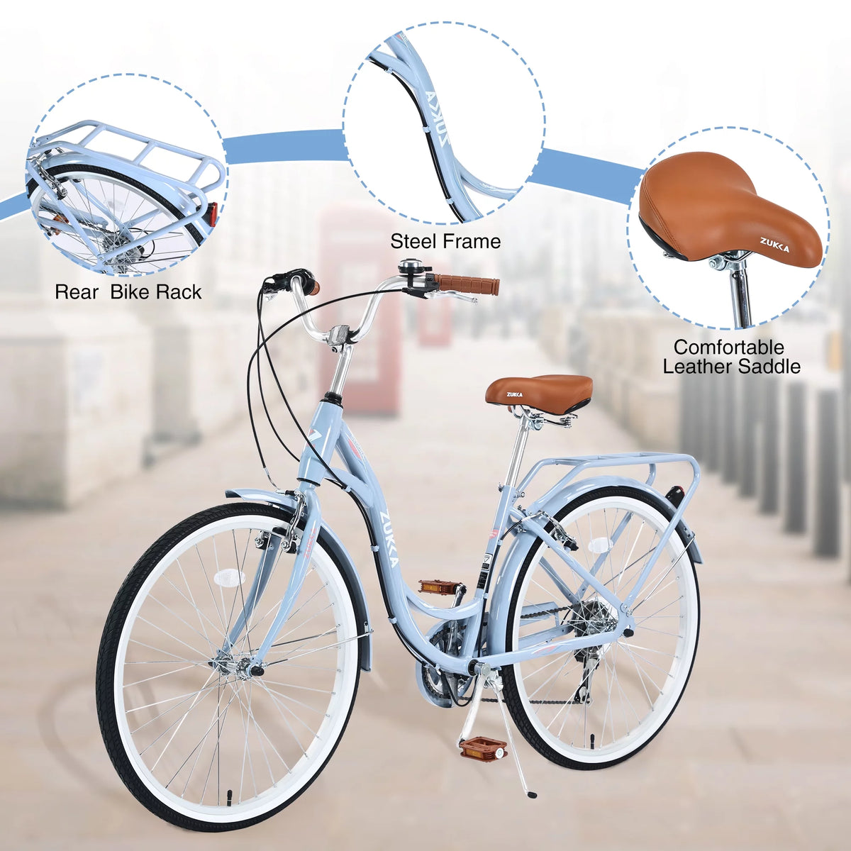 Blue 26 7 Speed Steel Frame City Bike B25849