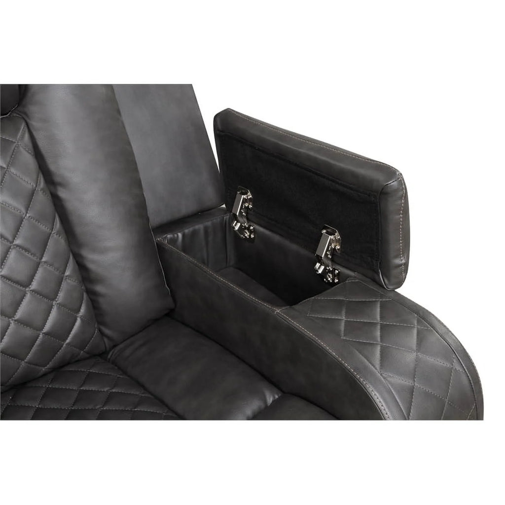 Gray Faux Leather Power Recliner N255077