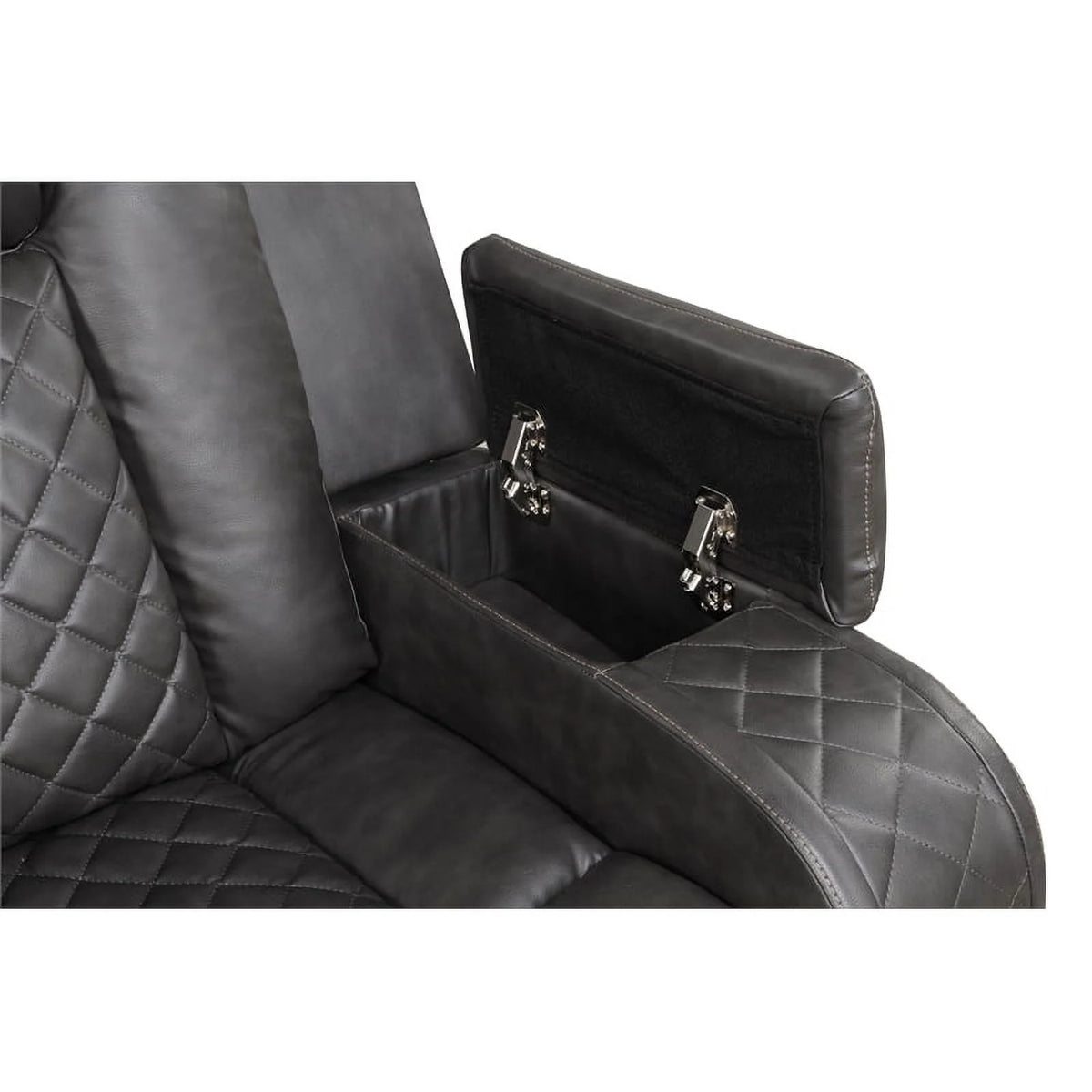Gray Faux Leather Power Recliner N255077