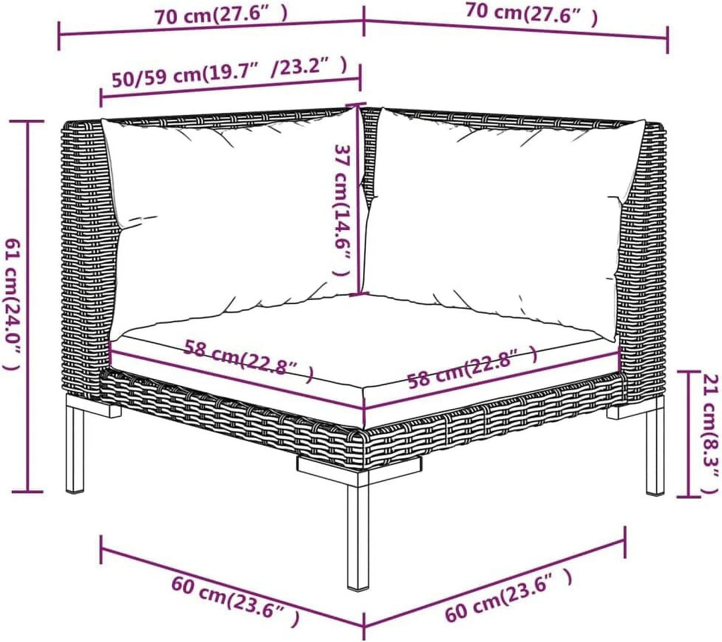 12 Piece Patio Lounge Set with Cushions Poly Rattan Dark Gray T2434