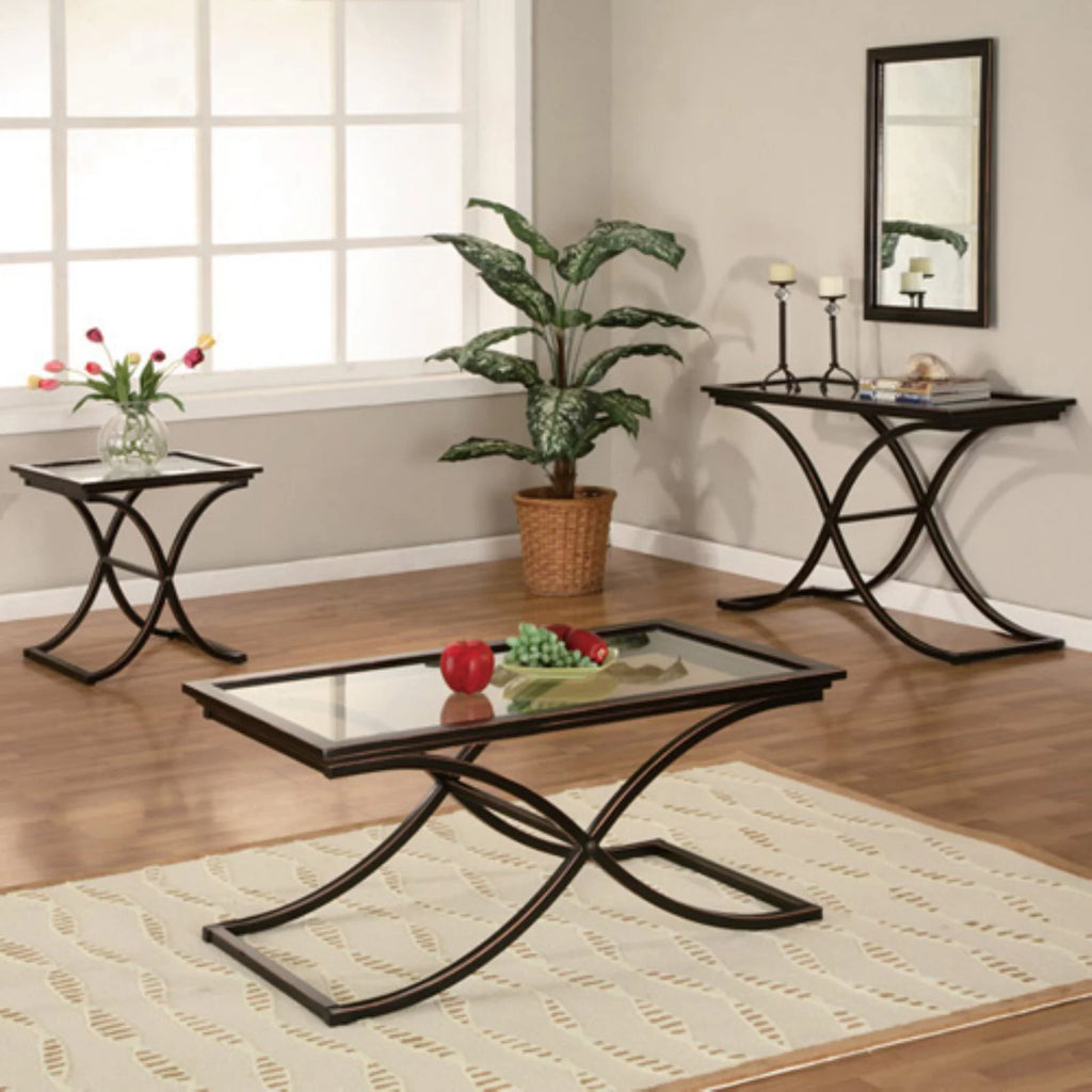 Black Metal & Glass Cocktail Table B328041