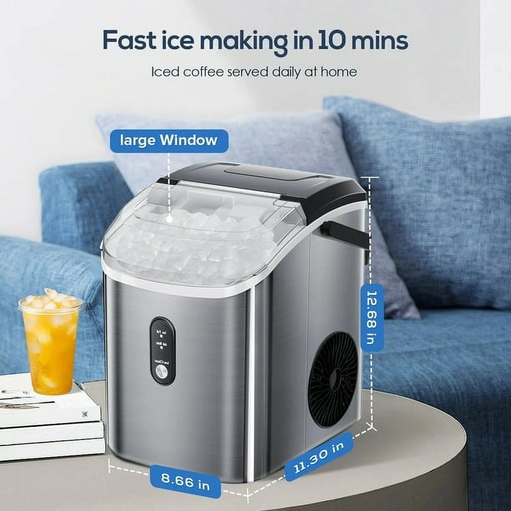 Portable Self-cleaning Nugget Ice Maker with Ice Scoop X106