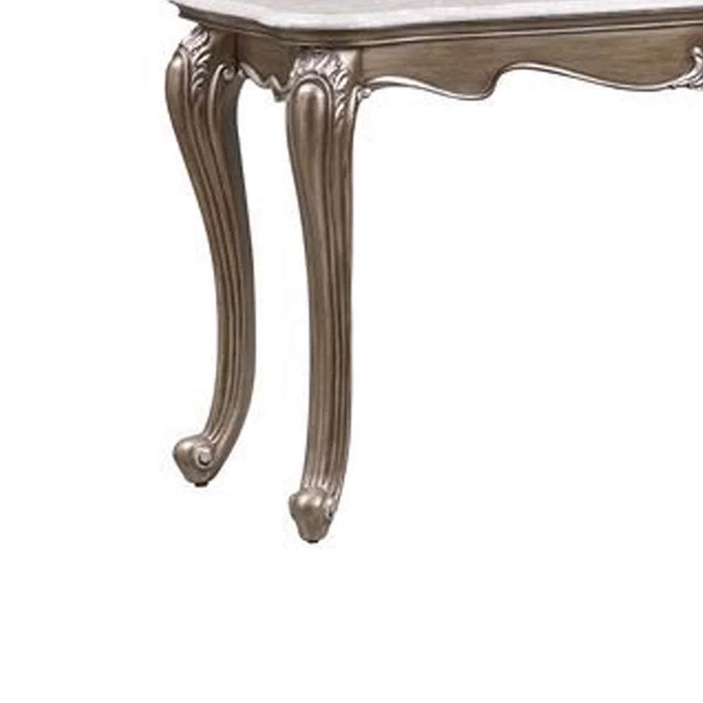 Sofa Table with Marble Top and Queen Anne Legs Gold E42964